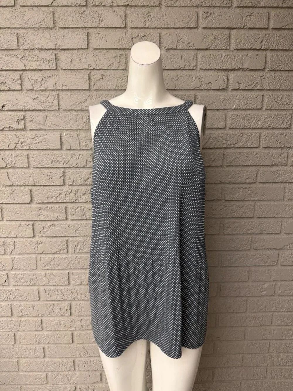 Adrianna Papell Women's Polka Dot Pleated Halter Top Size XL